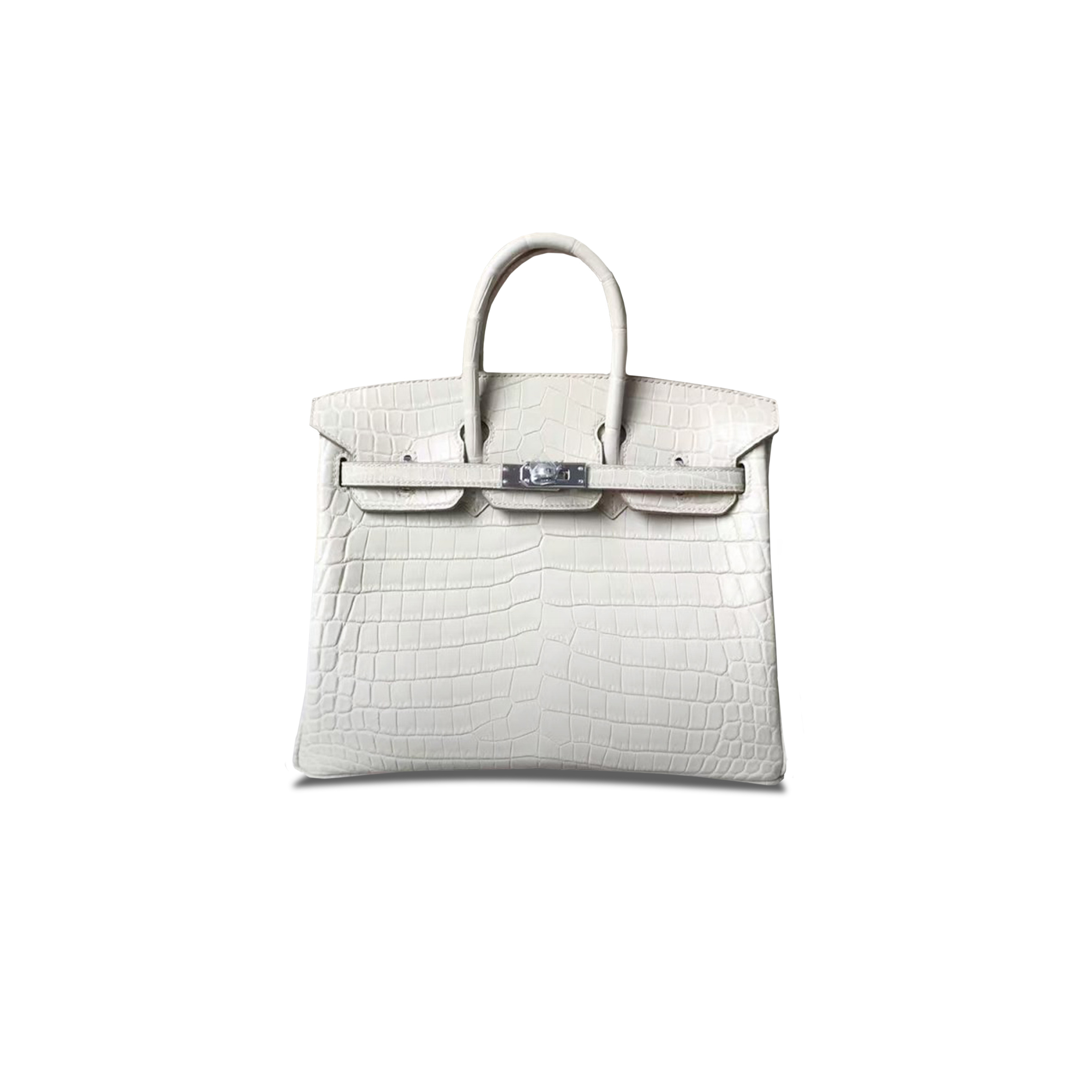 HERMES MASTER BIRKIN 25 8L CREAM WHITE MATTE CROCODILE SILVER BUCKLE BAG 4034389225 (25*20*13cm)